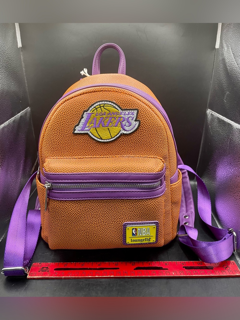Loungefly NBA Los Angeles Lakers Mini Backpack Sneaker Bag Charm Purple Gold NWT